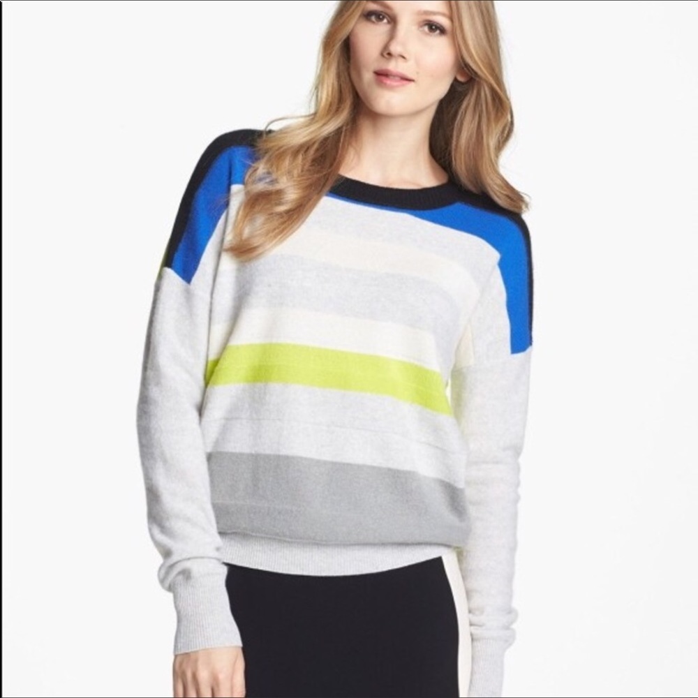 Diane von Furstenberg Cashmere Crewneck Striped Sweater Sz S